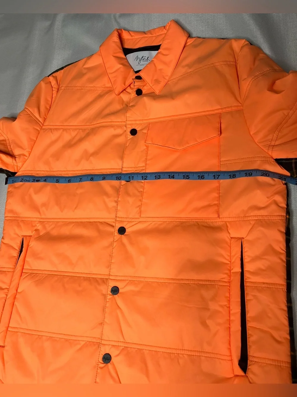 Aztech Mountain Quilted Puffer Primaloft Jacket with Plaid Back